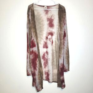 Sew In Love Tie Dye Long Open Cardigan Sweater 3X